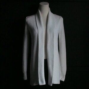 Banana Republic | Cotton, Ribbed, Open Shawl Collar Cardigan in Ivory